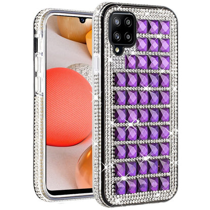 For Samsung Galaxy A42 5G Fashion Luxury 3D Bling Diamonds Rhinestone Jeweled Shiny Crystal Sparkle Hybrid TPU Bumper Hard  Phone Case Cover