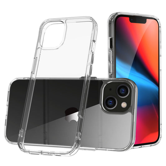 For Apple iPhone 11 (6.1") Hybrid HD Crystal Clear Hard PC Back Gummy TPU Frame Slim with Chromed Buttons Transparent Phone Case Cover