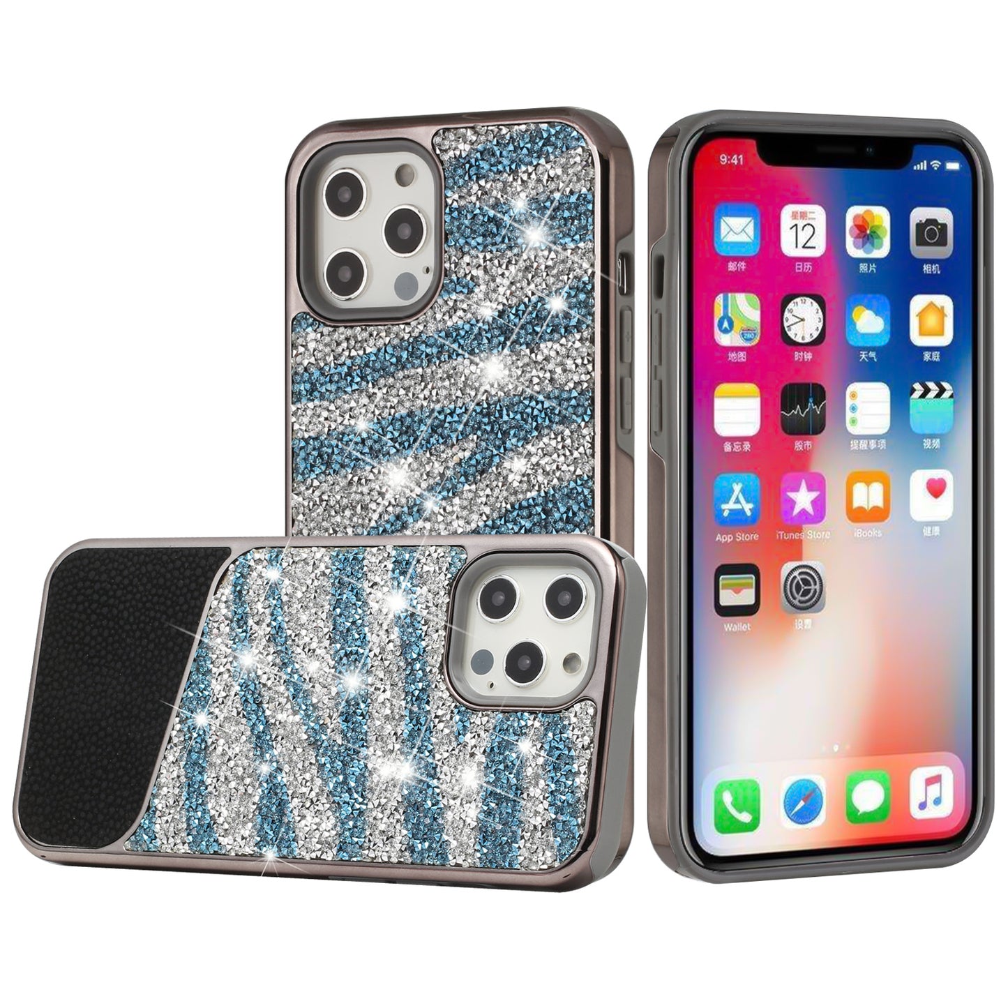 For Apple iPhone 11 Pro MAX Bling Animal Design Glitter Hybrid Thick TPU Shiny Protective Rubber Frame  Phone Case Cover