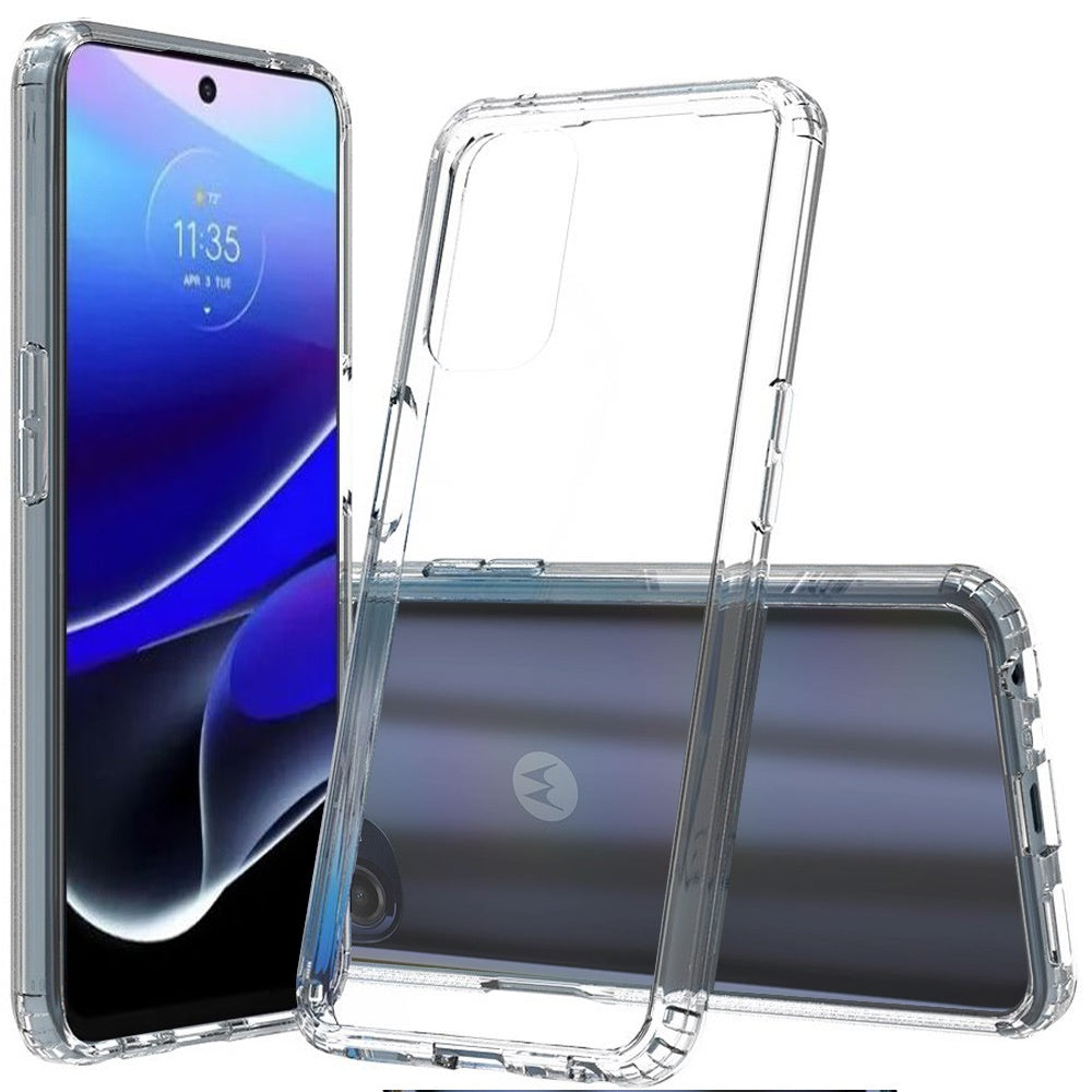 For Motorola Moto Edge 2022 Hybrid Slim Clear Transparent Shock-Absorption Bumper with TPU + Hard PC Back Frame  Phone Case Cover