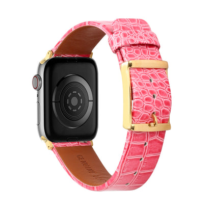 For Apple Watch Size 42/44/45mm Genuine Leather Replacement Band Strap Hybrid Wristbands Design Gold Buckle for iWatch Series 7/SE/6/5/4/3/2/1  Phone Case Cover