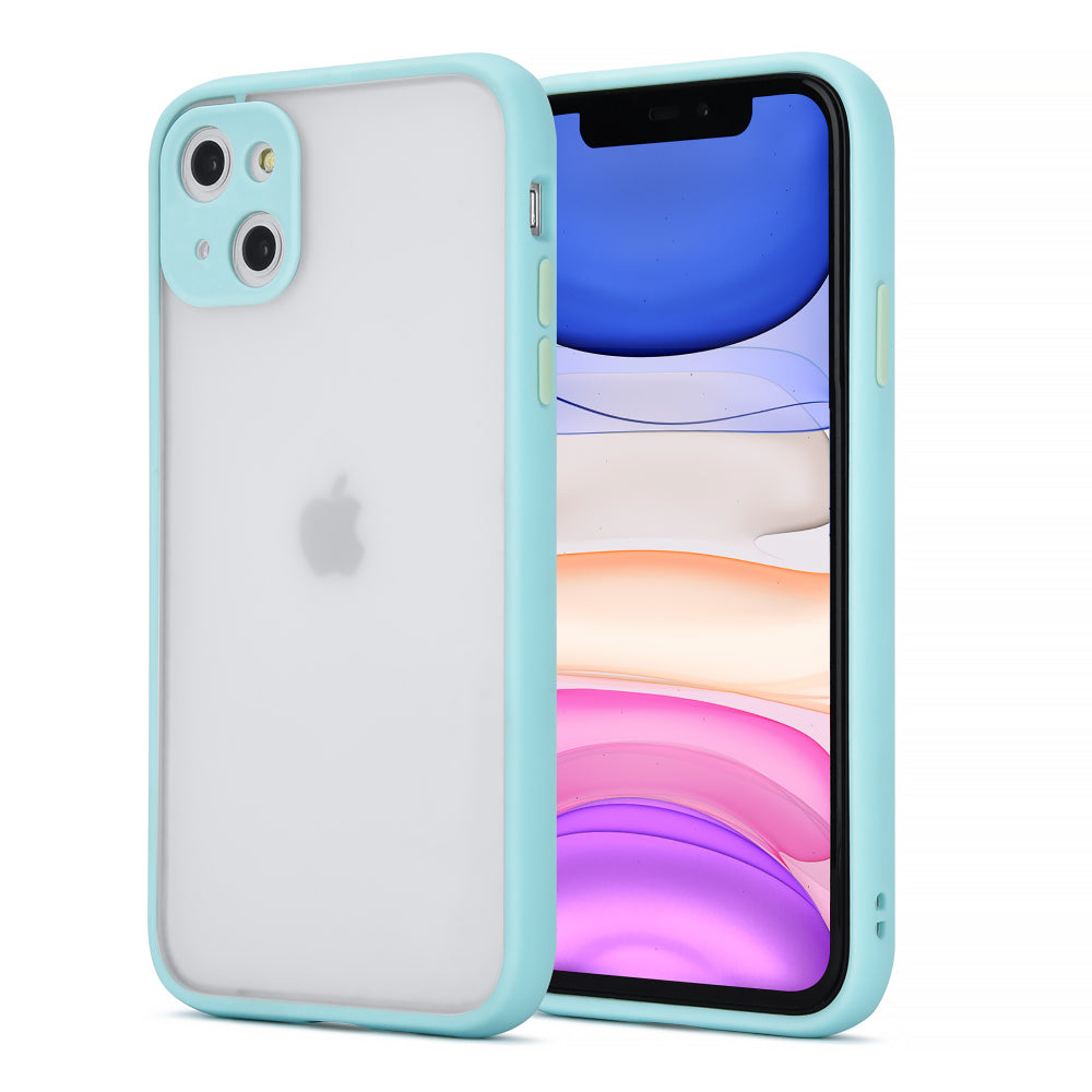 For Apple iPhone 13 /Pro Max Hybrid Translucent Clear Matte Hard PC Back & Frosted Silicone TPU Bumper Slim Shockproof Hard  Phone Case Cover