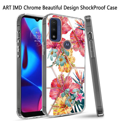 For Motorola Moto G Power 2022 Fashion Art Floral IMD Design Beautiful Flower Pattern Hybrid Hard PC TPU Slim Hard Back  Phone Case Cover