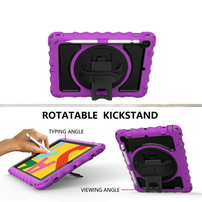 Case for Apple iPad Air 4 / iPad Air 5 / iPad Pro (11 inch) Hybrid 3in1 Armor Rugged with Built-in Kickstand 360° Rotatable Stand & Shoulder Hand Strap Corner Shockproof Purple Tablet Cover