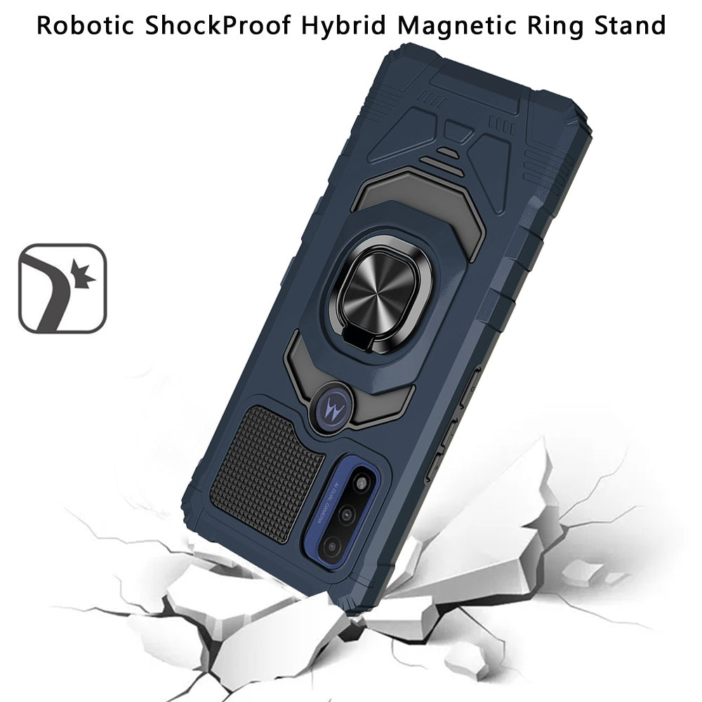 For Motorola Moto G Pure Hybrid Dual Layer with Rotate Magnetic Ring Stand Holder Kickstand, Rugged Shockproof Anti-Scratch Protective  Phone Case Cover