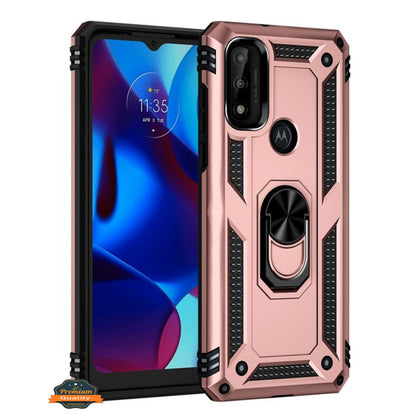 For Motorola Moto G Power 2022 Shockproof Hybrid Dual Layer PC + TPU with Ring Stand Metal Kickstand Heavy Duty Armor Shell  Phone Case Cover