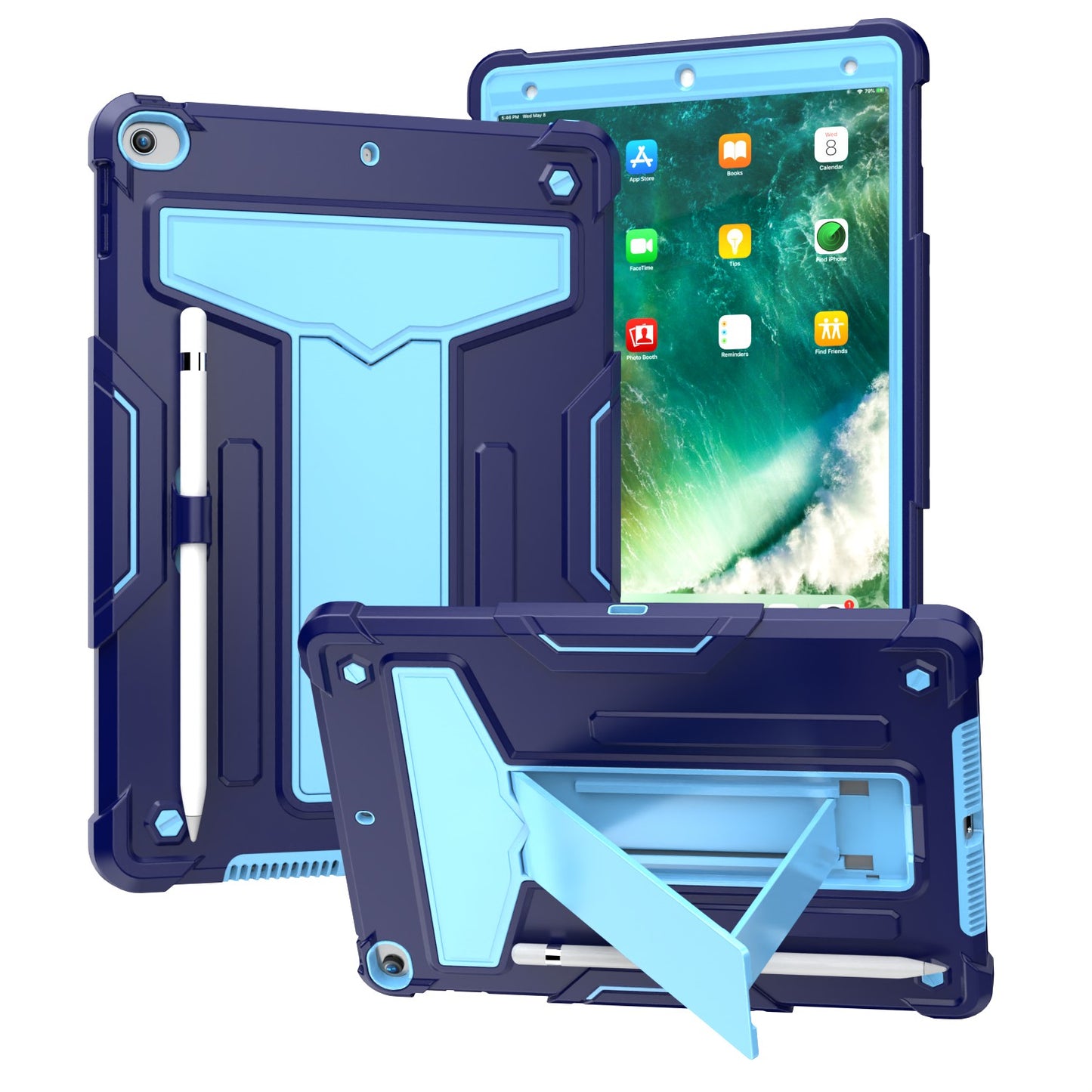 Case for Samsung Galaxy Tab S6 Lite 10.4" Tough Hybrid Kickstand Vertical 3in1 Shockproof Anti-Scratch PC + Silicone Aromr Tablet Blue Tablet Cover