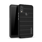 For Apple iPhone 11 (6.1") Texture Brushed Line Shockproof Rugged Shield Non-Slip Hybrid Dual Layers Soft TPU + Hard PC Back Black Phone Case Cover