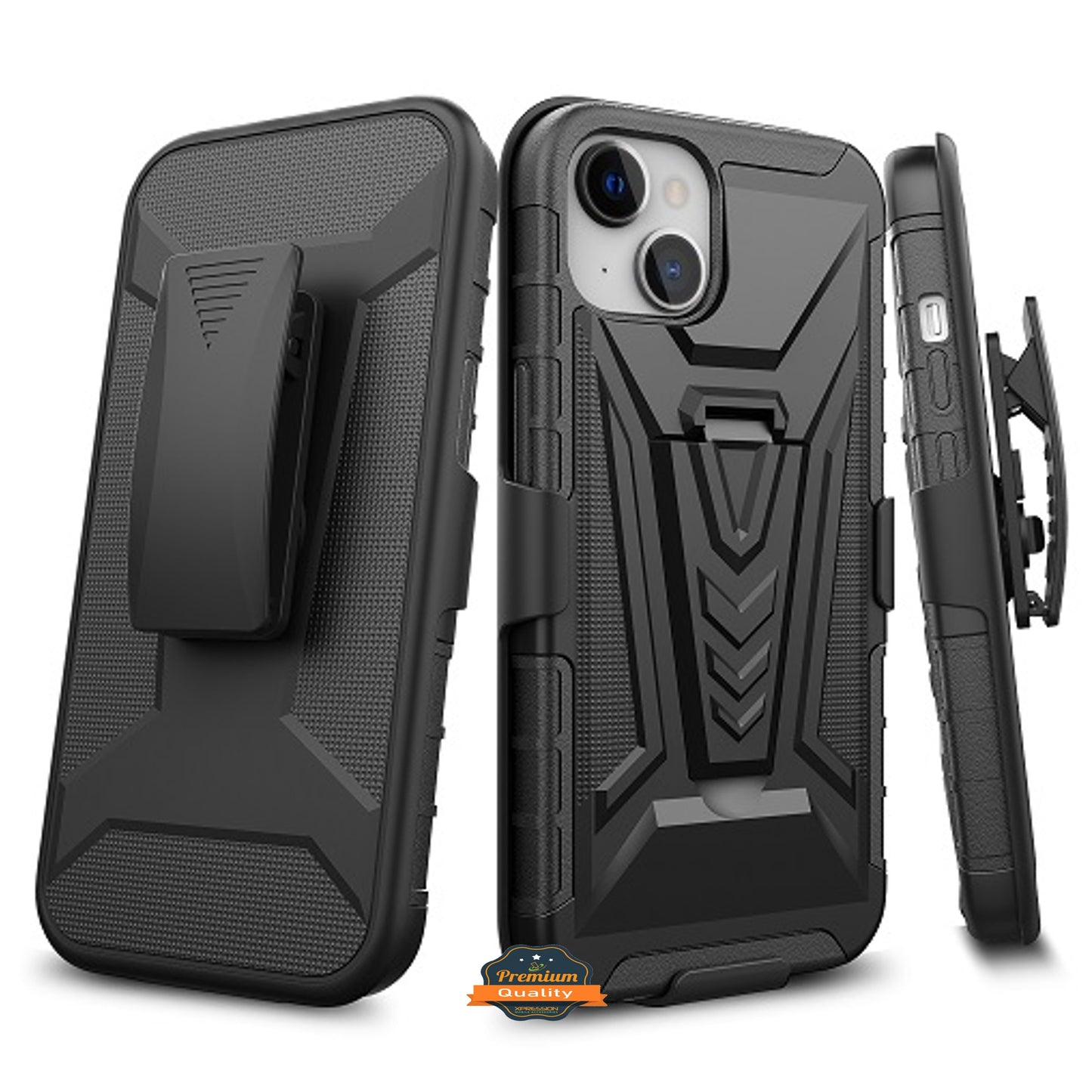 For T-Mobile Revvl 6 Pro 5G Hybrid Belt Clip Holster with Built-in Kickstand, Heavy Duty Protective Shock Absorption Armor Black Phone Case Cover