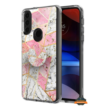 For Motorola Moto G Power 2022 Elegant Pattern Design Bling Glitter Hybrid Cases with Ring Stand Pop Up Finger Holder Kickstand  Phone Case Cover