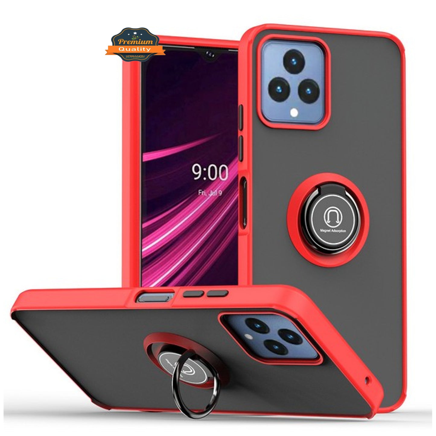 For T-Mobile Revvl 6 Pro 5G /Revvl 6 5G Matte Clear Hybrid Cases with Magnetic Stand [Rotate Ring Holder] Hard Shockproof  Phone Case Cover