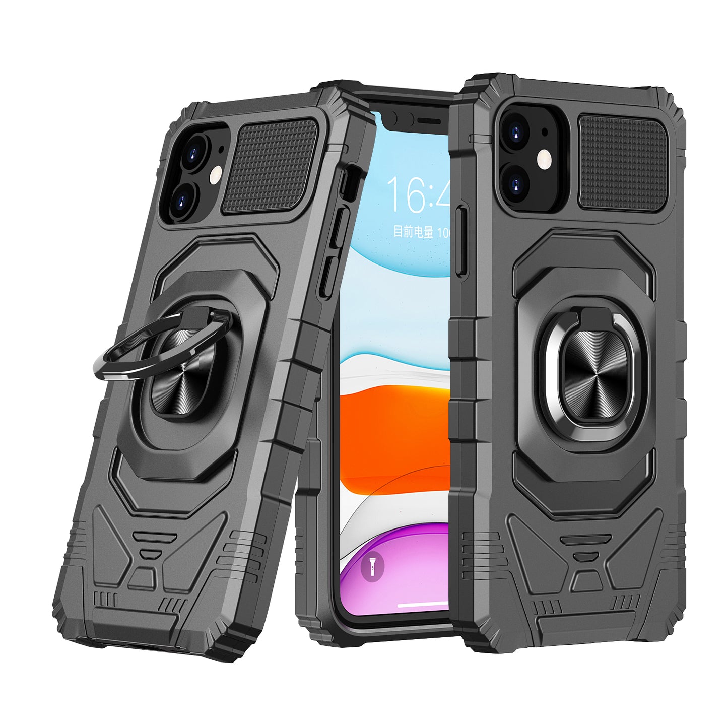 For Apple iPhone 12 Pro Max (6.7") Hybrid Dual Layer with Rotate Magnetic Ring Stand Holder Kickstand, Rugged Shockproof Anti-Scratch Protective  Phone Case Cover