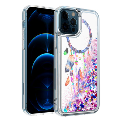 For Apple iPhone 13 Pro Max (6.7") Quicksand Design Liquid Glitter Bling Hybrid Floating Flowing Sparkle Colorful TPU Protective  Phone Case Cover