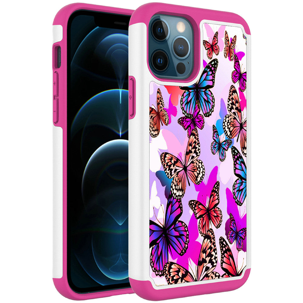 For Apple iPhone 13 (6.1") Beautiful Design Tuff Hybrid Heavy Duty Sturdy Shockproof Full Body Soft TPU Hard Protective  Phone Case Cover