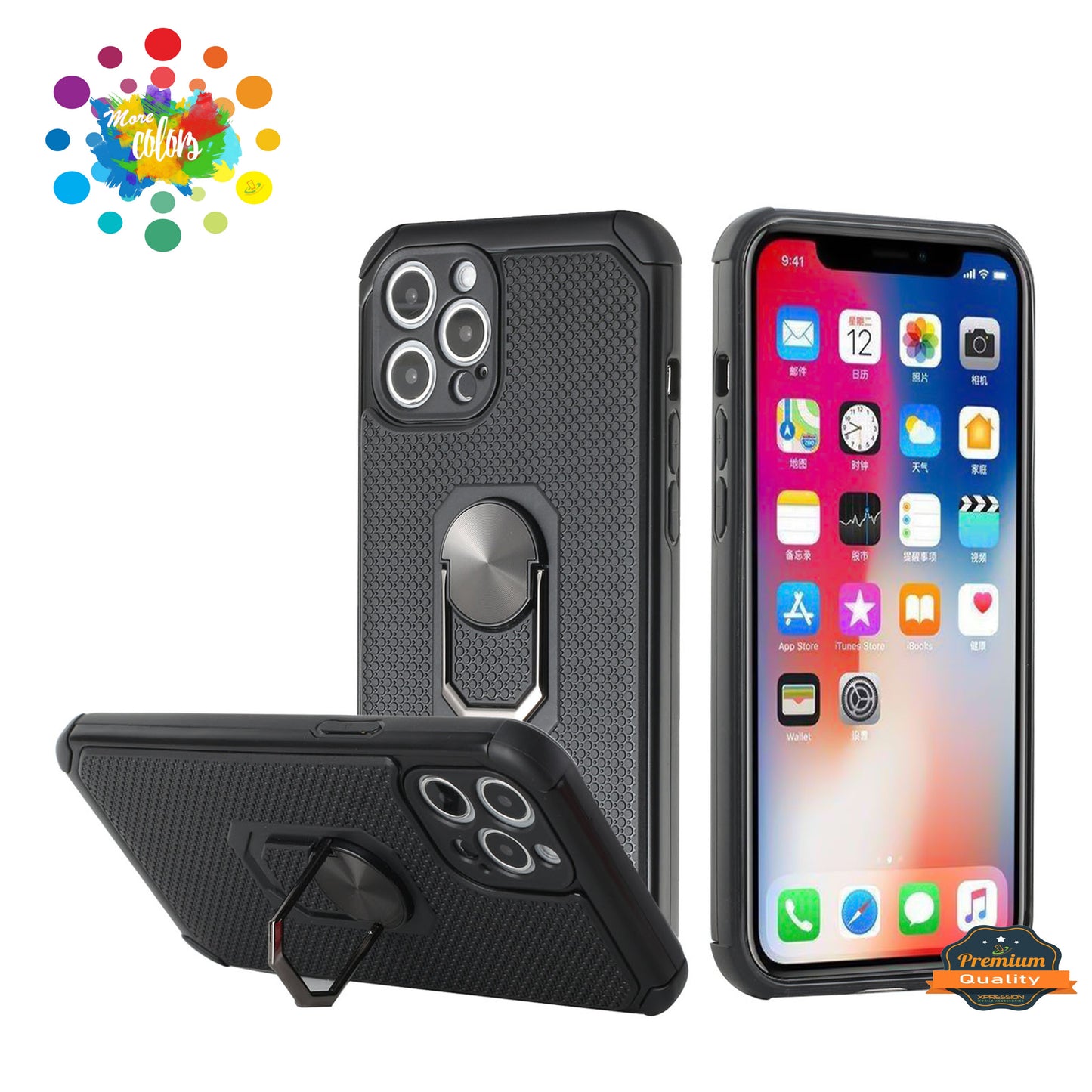 For Apple iPhone 11 (6.1") Slim Rugged TPU Shockproof Hybrid with Magnetic Ring Stand Holder  Phone Case Cover