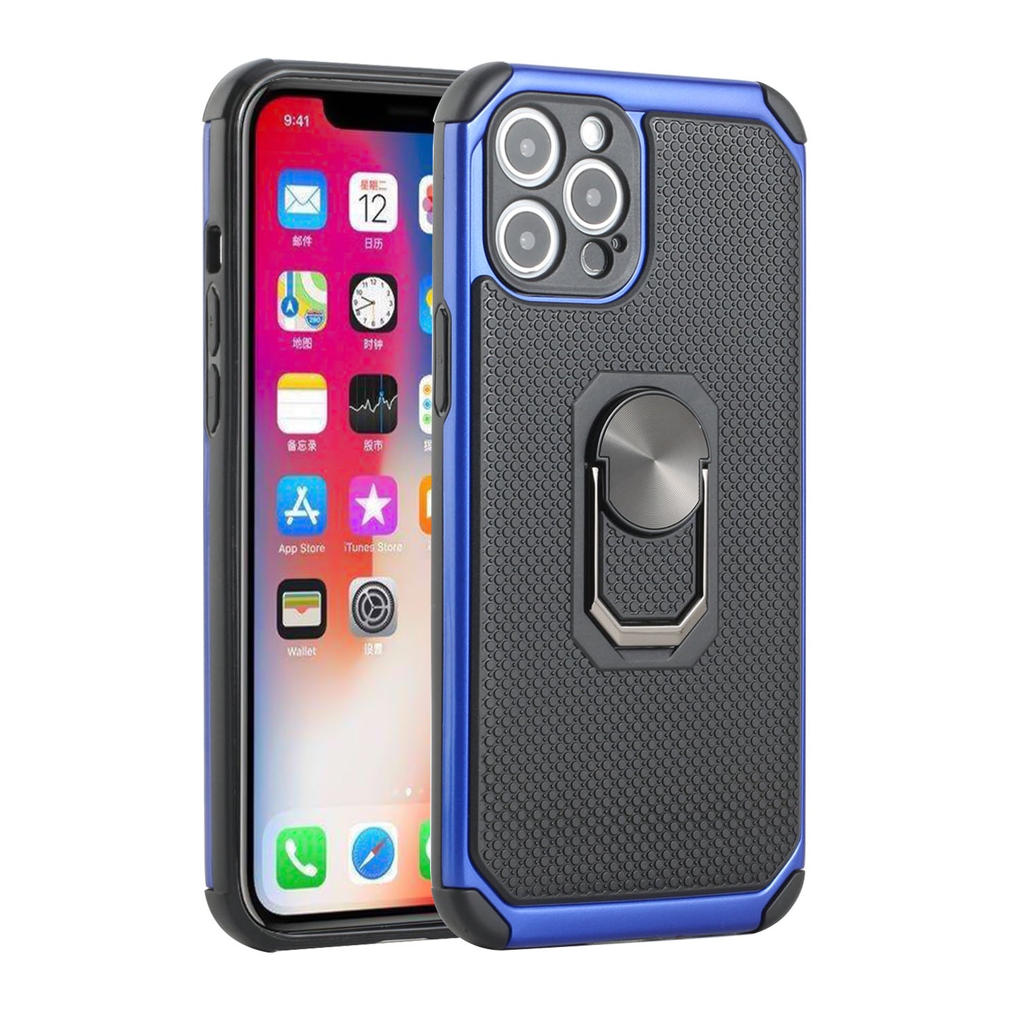 For Apple iPhone 11 (6.1") Slim Rugged TPU Shockproof Hybrid with Magnetic Ring Stand Holder  Phone Case Cover