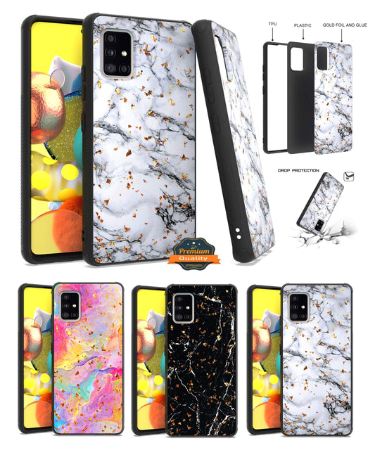 For Samsung Galaxy A53 5G Marble Fashion Stone Stylish Flake Glitter Bling Hybrid Slim Glossy TPU Rubber Hard Protection  Phone Case Cover