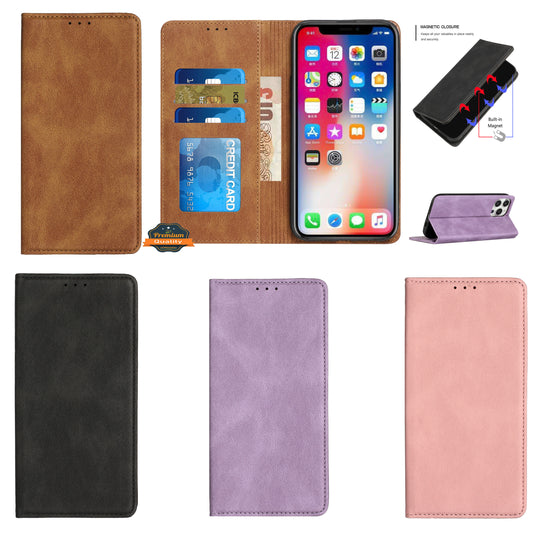 For Apple iPhone 11 (6.1") Wallet Premium PU Vegan Leather ID Credit Card Money Holder with Magnetic Closure Pouch Flip  Phone Case Cover