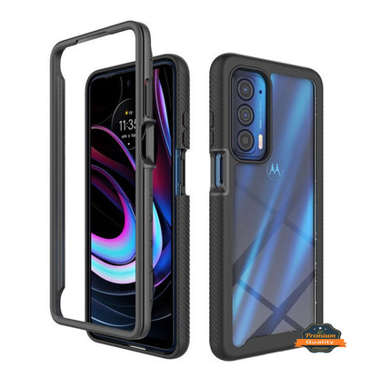 For Motorola Edge 2021 Full Body Armor Slim Hybrid Double Layer Hard PC + TPU Transparent Back Rugged Shockproof  Phone Case Cover