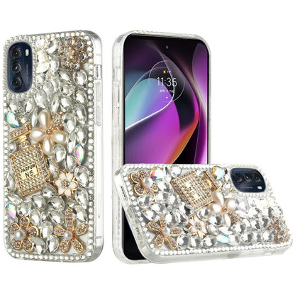 For Motorola Moto G 5G 2022 Bling Crystal 3D Full Diamonds Luxury Sparkle Transparent Rhinestone Hybrid Protective  Phone Case Cover