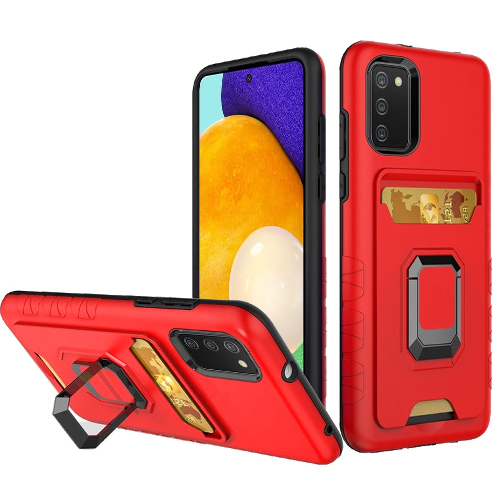 For Samsung Galaxy A03S Wallet Case Designed with Credit Card Slot Holder & Magnetic Stand Kickstand Ring Heavy Duty Hybrid Armor  Phone Case Cover