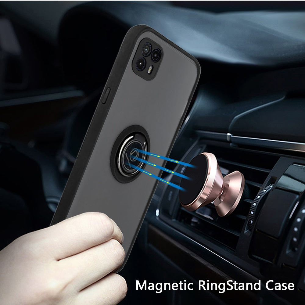 For Motorola Moto G50 5G Hybrid Protective PC Shockproof with 360° Rotation Ring Magnetic Metal Stand & Covered Camera  Phone Case Cover