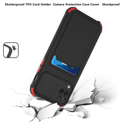 For Samsung Galaxy A12 5G Slim Wallet Case Credit Card Holder Back TPU Hybrid Rubber Silicone with Slide Camera Protection  Phone Case Cover