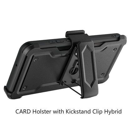 For Apple iPhone 8 Plus/7 Plus/6 6S Plus Armor Belt Clip with Credit Card Holder ID Slot, Holster, Kickstand Heavy Duty Hybrid Black Phone Case Cover