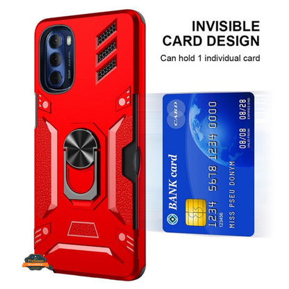 For Motorola Moto G Pure /Moto G Power 2022 Invisible Wallet Credit Card ID Holder Ring Stand Kickstand Shockproof Hybrid  Phone Case Cover