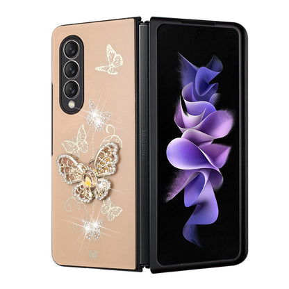 For Samsung Galaxy Z Fold 3 5G 3D Diamonds Bling Sparkly Glitter Ornaments Engraving Hybrid Armor Rugged Metal Fashion  Phone Case Cover