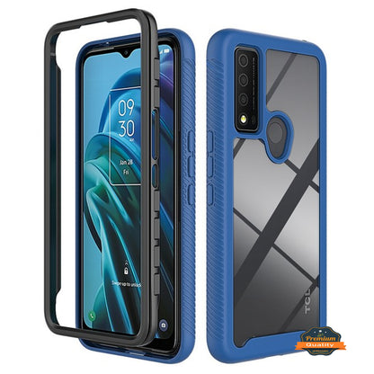 For TCL 30 XE 5G Full Body Frame Armor Slim Hybrid Double Layer Hard PC + TPU Transparent Back Rugged Shockproof  Phone Case Cover