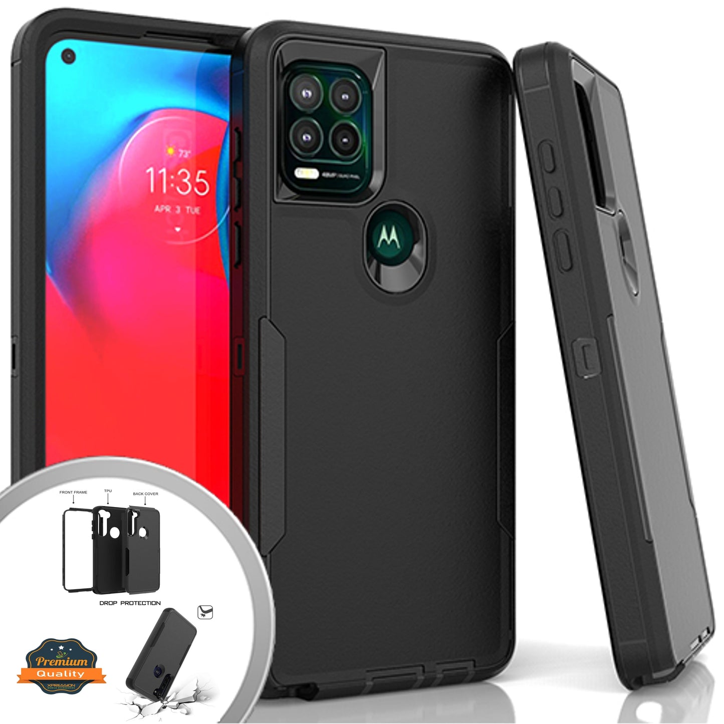 For Motorola Moto G Pure / Moto G Power 2022 Hybrid Shockproof Silicone Rubber TPU + Hard PC Heavy Duty Hard Protective Three Layer  Phone Case Cover