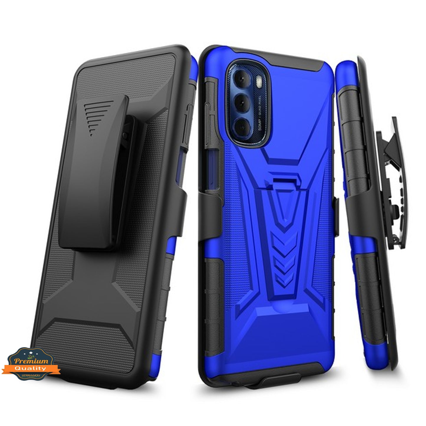 For Motorola Moto G 5G 2022 Hybrid Armor Kickstand with Swivel Belt Clip Holster Heavy Duty 3in1 Defender Shockproof  Phone Case Cover