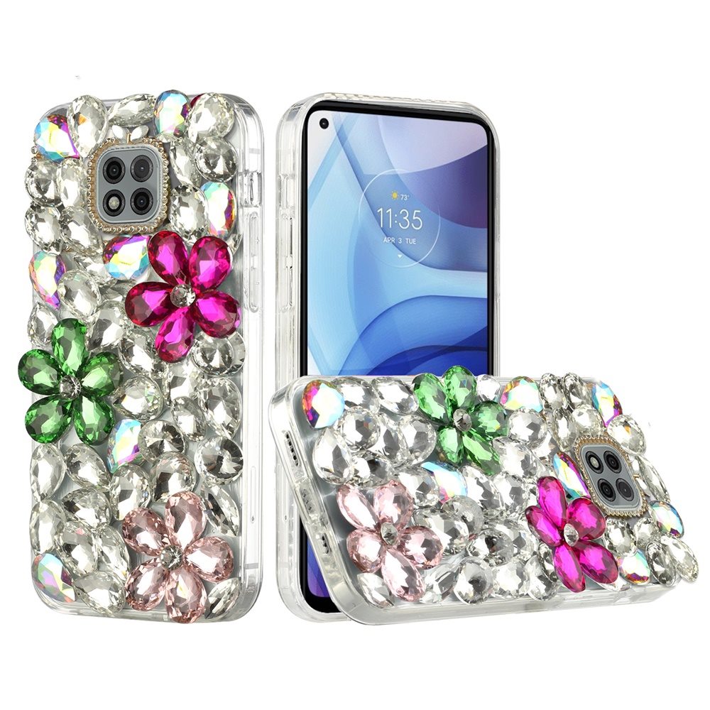 For Samsung Galaxy S21 Luxury Bling Clear Crystal 3D Full Diamonds Luxury Sparkle Rhinestone Hybrid Protective Pink/ Neon Green Phone Case Cover