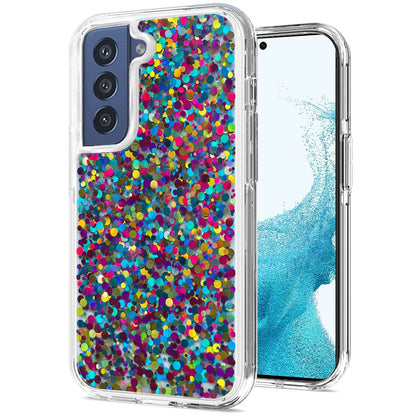 For Samsung Galaxy S22 /Plus Ultra Colorful Glitter Bling Sparkle Epoxy Glittering Shining Hybrid Hard PC Silicone Shockproof  Phone Case Cover