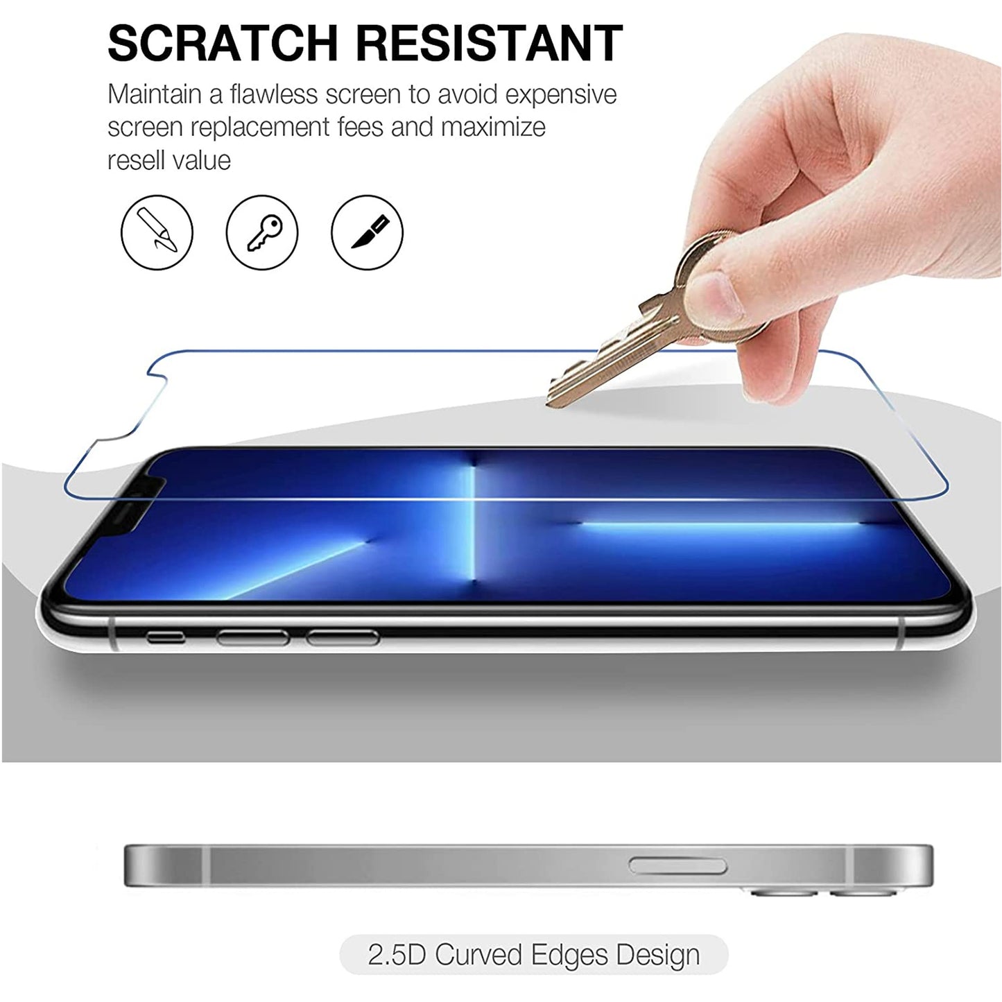 For Apple iPhone 13 /13 Pro Tempered Glass Screen Protector, Heavy Duty Anti-Scratch Anti-Bubble Tempered Glass Film 9H Hardness Clear Screen Protector