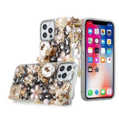 For Apple iPhone 13 (6.1") Bling Clear Crystal 3D Full Diamonds Luxury Sparkle Rhinestone Hybrid Protective  Phone Case Cover