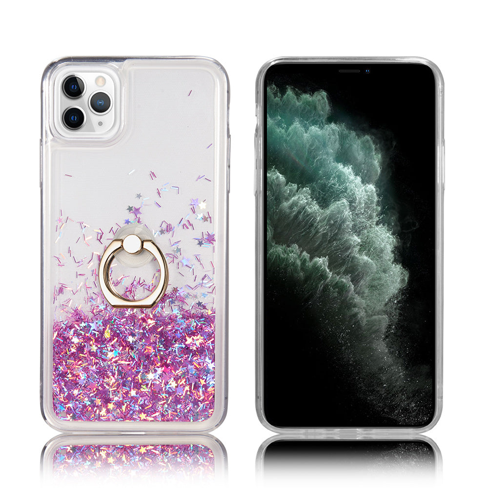 For Apple iPhone 13 /Pro Max Mini Hybrid Glitter Luxury Bling Sparkling Liquid Quicksand Glittering Sparkle TPU Rubber PC with Ring Stand Holder Kickstand  Phone Case Cover