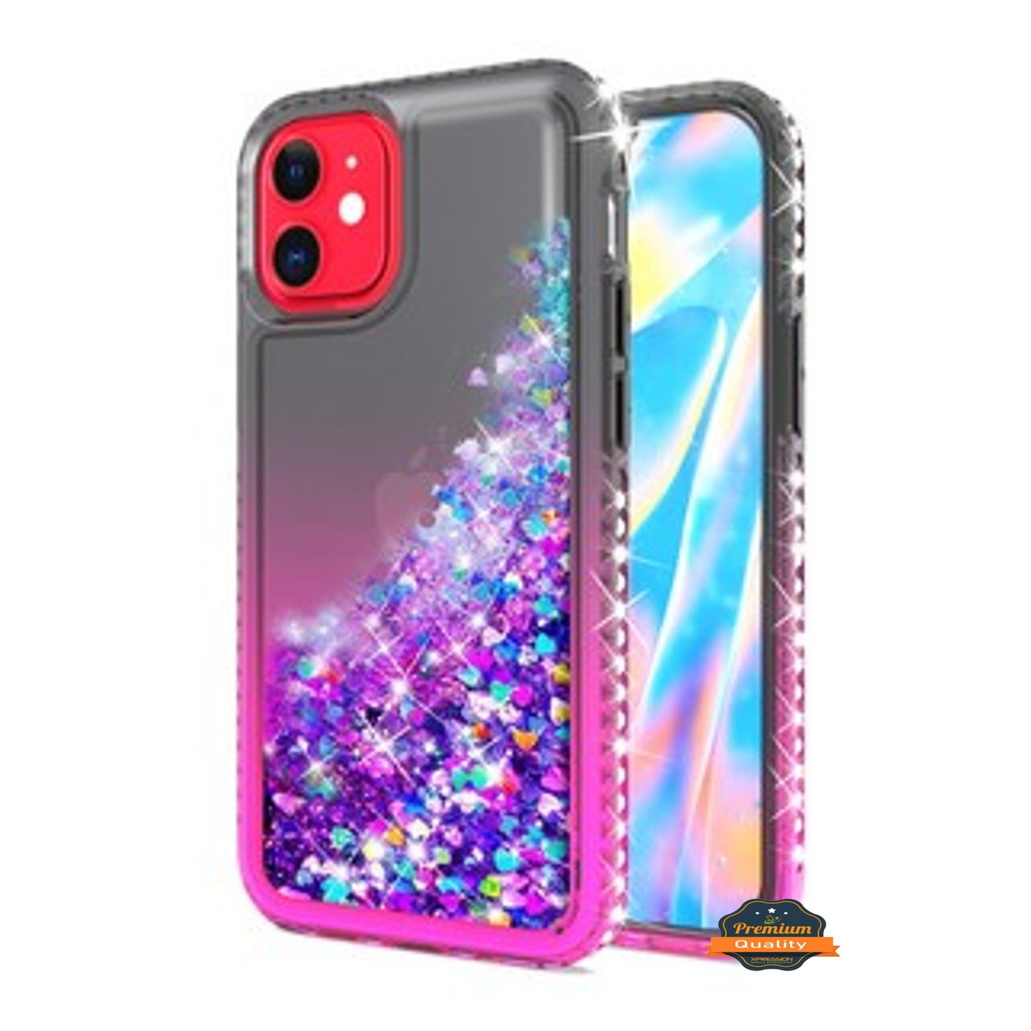 For Apple iPhone 13 Pro Max (6.7") Gradient Quicksand Glitter Flowing Liquid Floating Sparkly Bling Diamond TPU Rubber Hybrid  Phone Case Cover