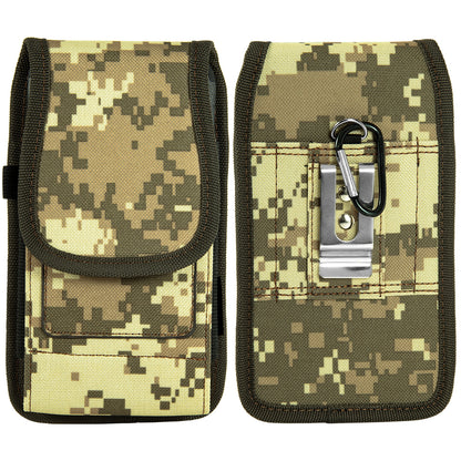 Universal Vertical Nylon Cell Phone Holster Case with Dual Credit Card Slots, Belt Clip Pouch and Belt Loop for Apple iPhone Samsung Galaxy LG Moto All Mobile phones Size 6.3" Universal Nylon [Army Camo]