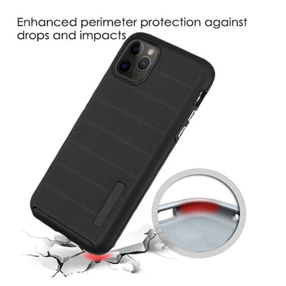 For Apple iPhone 11 (6.1") Texture Brushed Line Shockproof Rugged Shield Non-Slip Hybrid Dual Layers Soft TPU + Hard PC Back Black Phone Case Cover