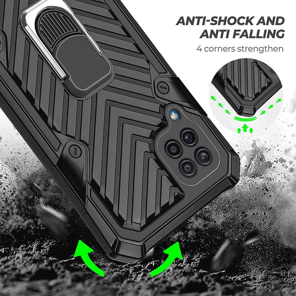 For Apple iPhone 13 Mini (5.4") with Magnetic Ring Holder 360° Rotating Kickstand PC & TPU Dual Layer Hybrid Full-Body Drop Proof Rugged  Phone Case Cover