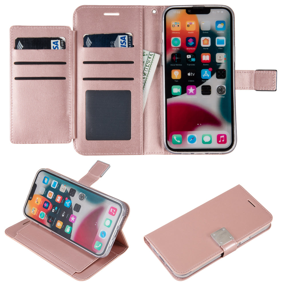 For Apple iPhone 13 Pro Max (6.7") Leather Wallet Case with 6 Credit Card, Cash Slost and Lanyard Dual Flip Pouch Pocket Stand  Phone Case Cover