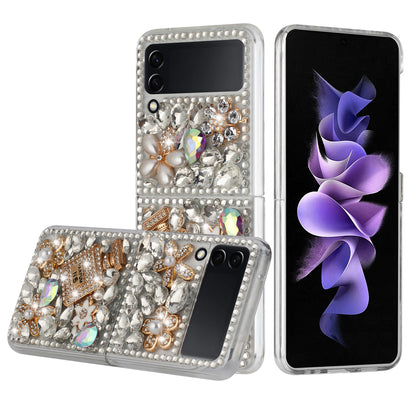 For Samsung Galaxy Z Flip 3 5G Bling Clear Crystal 3D Full Diamonds Luxury Sparkle Transparent Rhinestone Hybrid  Phone Case Cover