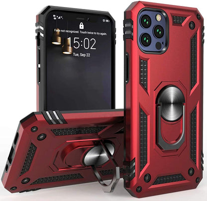 For Apple iPhone 11 (6.1") Shockproof Hybrid Dual Layer PC + TPU with Ring Stand Metal Kickstand Heavy Duty Armor Shell  Phone Case Cover