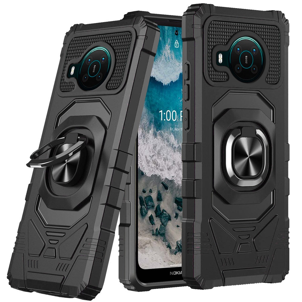 For Nokia X100 Hybrid Dual Layer with Rotate Magnetic Ring Stand Holder Kickstand, Rugged TPU + PC Shockproof Protective  Phone Case Cover