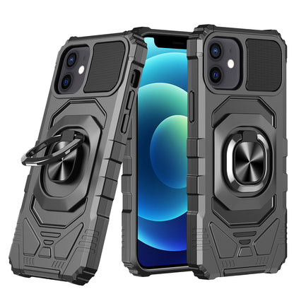 For Apple iPhone 12 Pro Max (6.7") Hybrid Dual Layer with Rotate Magnetic Ring Stand Holder Kickstand, Rugged Shockproof Anti-Scratch Protective  Phone Case Cover