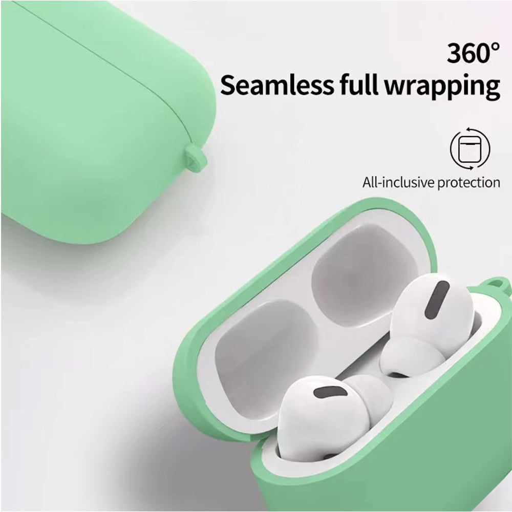 For Apple AirPods Series 3 Thick Silicone Skin Rubber Soft TPU with Attached Topper & Keychain Hook Anti-Lost Dust-Proof & Shock Resistant  Phone Case Cover