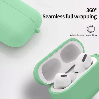 For Apple AirPods Series 3 Thick Silicone Skin Rubber Soft TPU with Attached Topper & Keychain Hook Anti-Lost Dust-Proof & Shock Resistant  Phone Case Cover