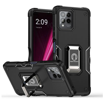 For T-Mobile Revvl 6 Pro 5G /Revvl 6 5G Hybrid 2 in 1 Hard PC TPU Heavy Duty Rugged Bumper Shockproof with Magnetic Ring Kickstand  Phone Case Cover